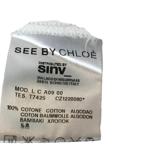 See By Chloe White 100% Cotton Button Down Blouse Size M - Picture 7 of 7